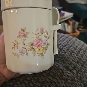 Vintage FTDA Porcelain Tea Canister with spoon (spoon broken)